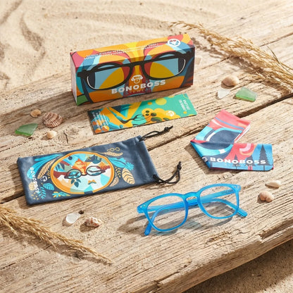 Vista superior lentes lectura Fiji Azul Matte proteccion completa blue light UV antirreflejo Bonoboss #editorial_grid1 #color_default