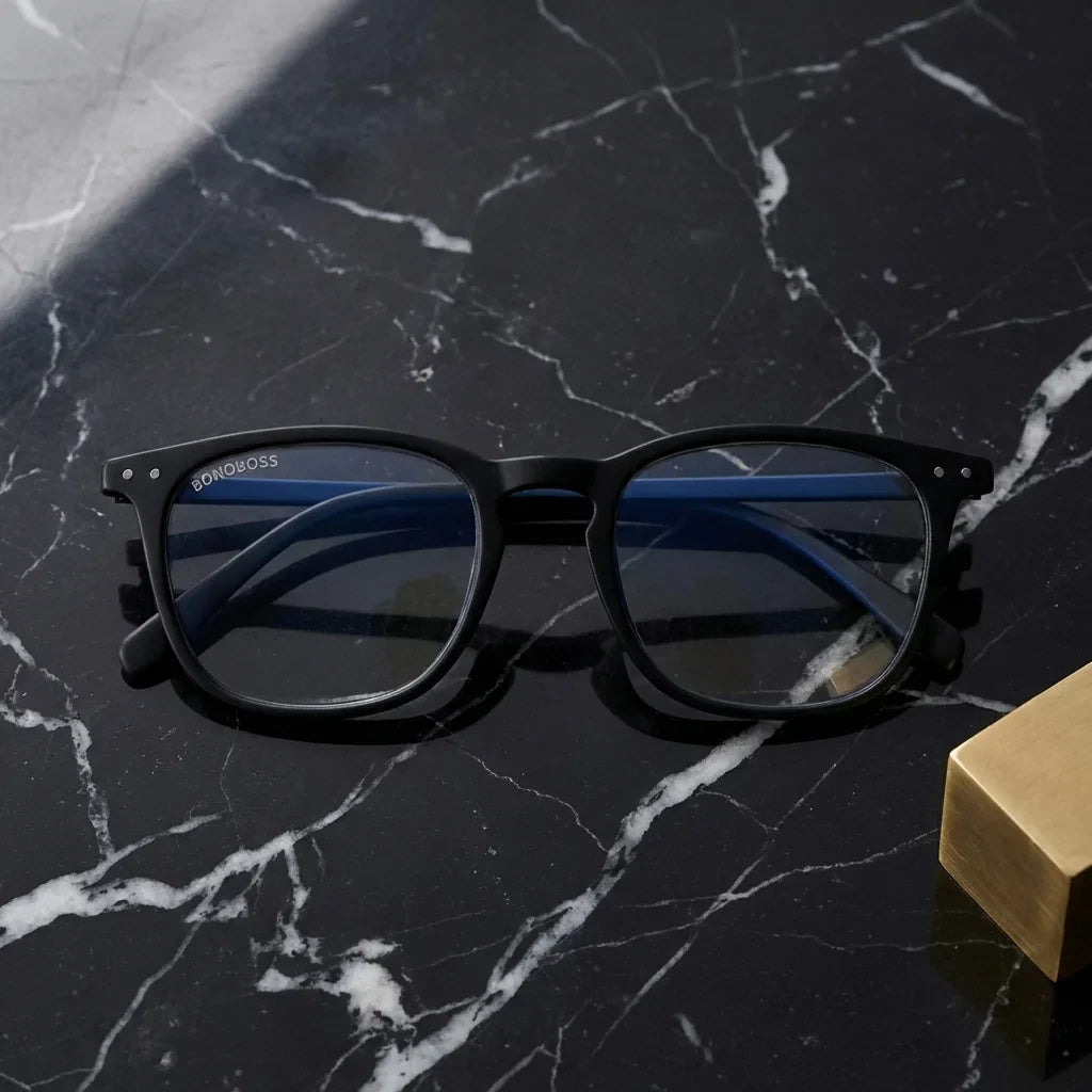 Detalle cristal triple tecnologia filtro luz azul UV400 antirreflejo lentes lectura Fiji Negro Bonoboss #editorial_sustentabilidad #color_default