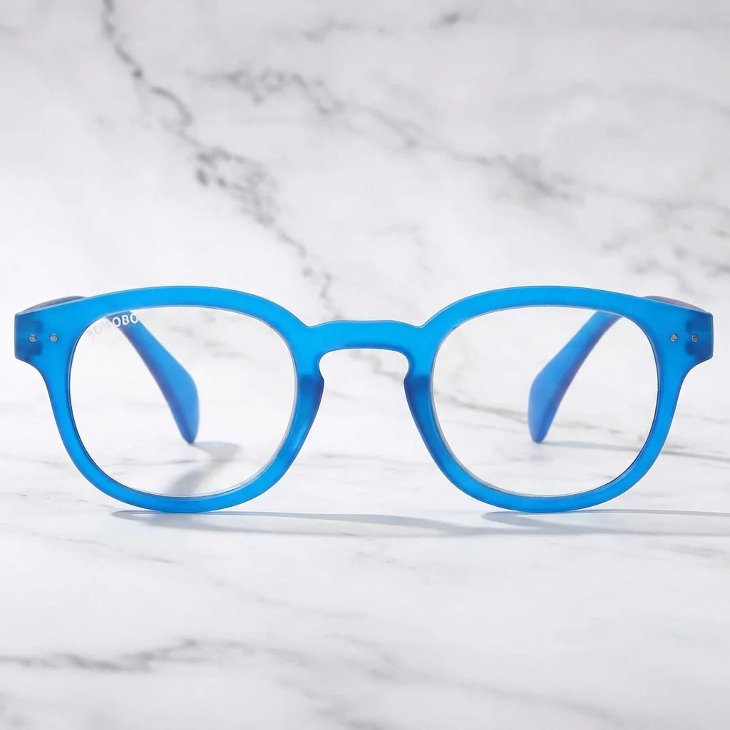 Detalle cristal triple tecnologia filtro luz azul UV400 antirreflejo lentes lectura Hawaii Azul Bonoboss #editorial_sustentabilidad #color_default