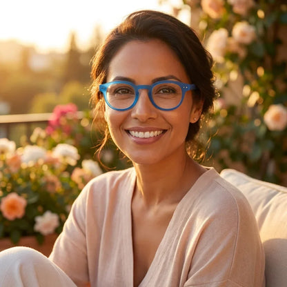 Profesional trabajando todo el dia lentes lectura Hawaii Azul proteccion completa luz azul UV antirreflejo Bonoboss #editorial_bluelight #color_default