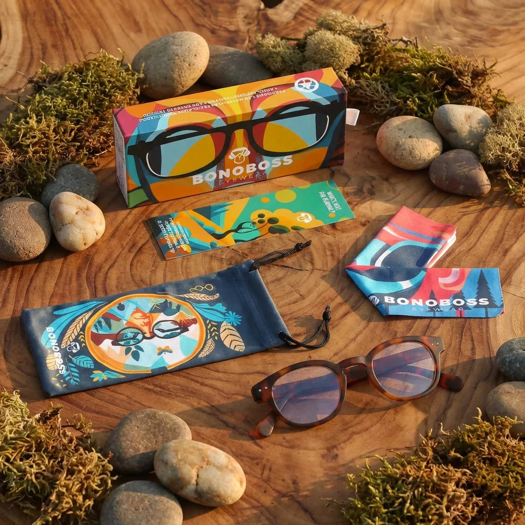 Vista lateral lentes lectura Hawaii Carey triple proteccion luz azul UV400 antirreflejo RPET reciclado Bonoboss #editorial_banner #color_default