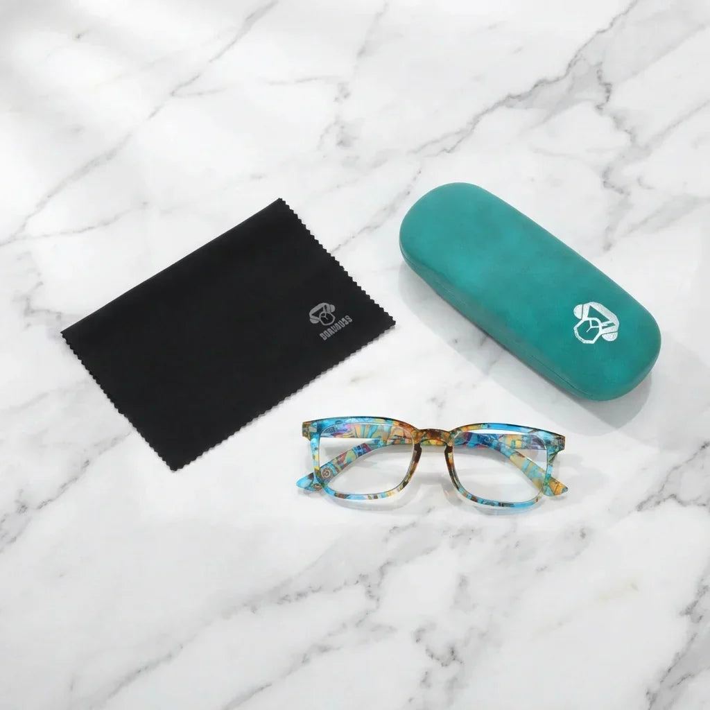 Vista superior lentes lectura Oncol Blue proteccion completa blue light UV antirreflejo Bonoboss #editorial_banner #color_default