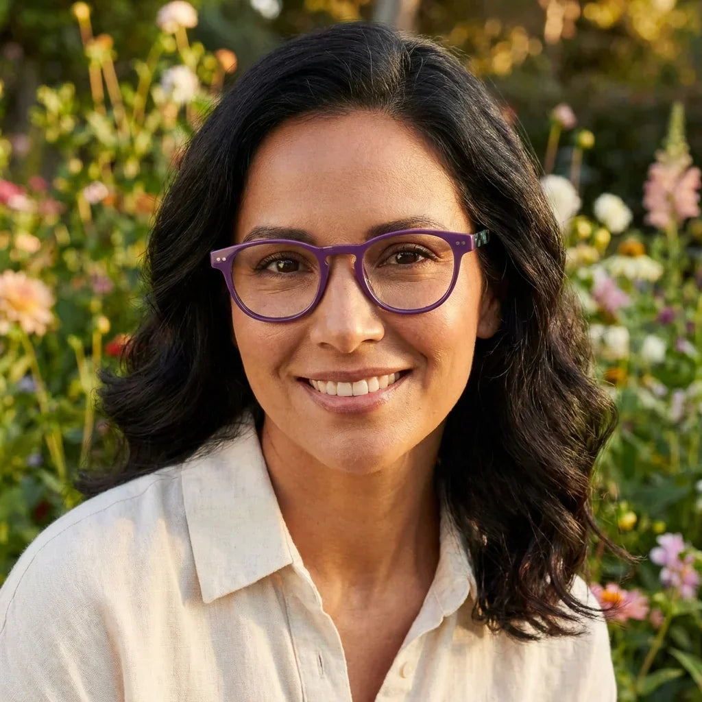 Paine Purple lentes de lectura mujer con bisagra flexible vista frontal #editorial_bluelight #color_default