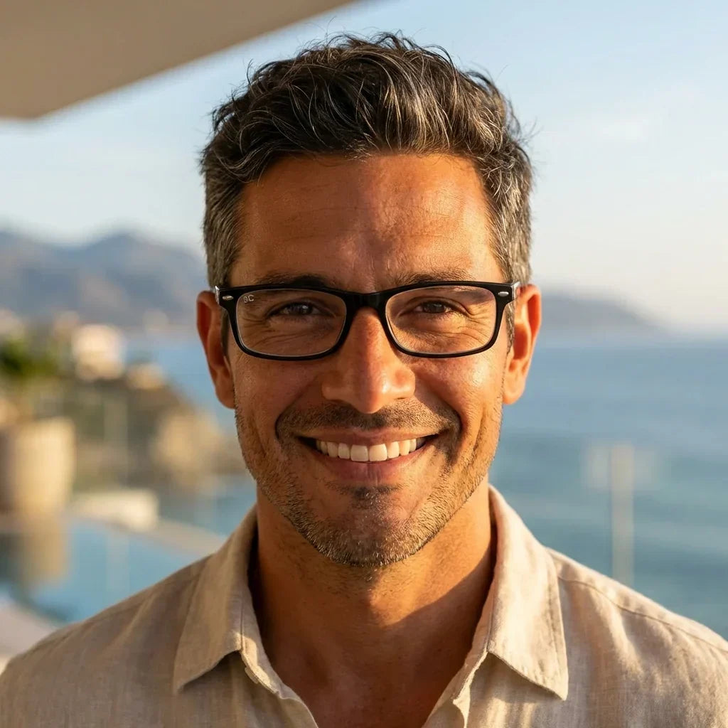 Tineo Black lentes de lectura hombre con bisagra flexible vista frontal #editorial_grid1 #color_default