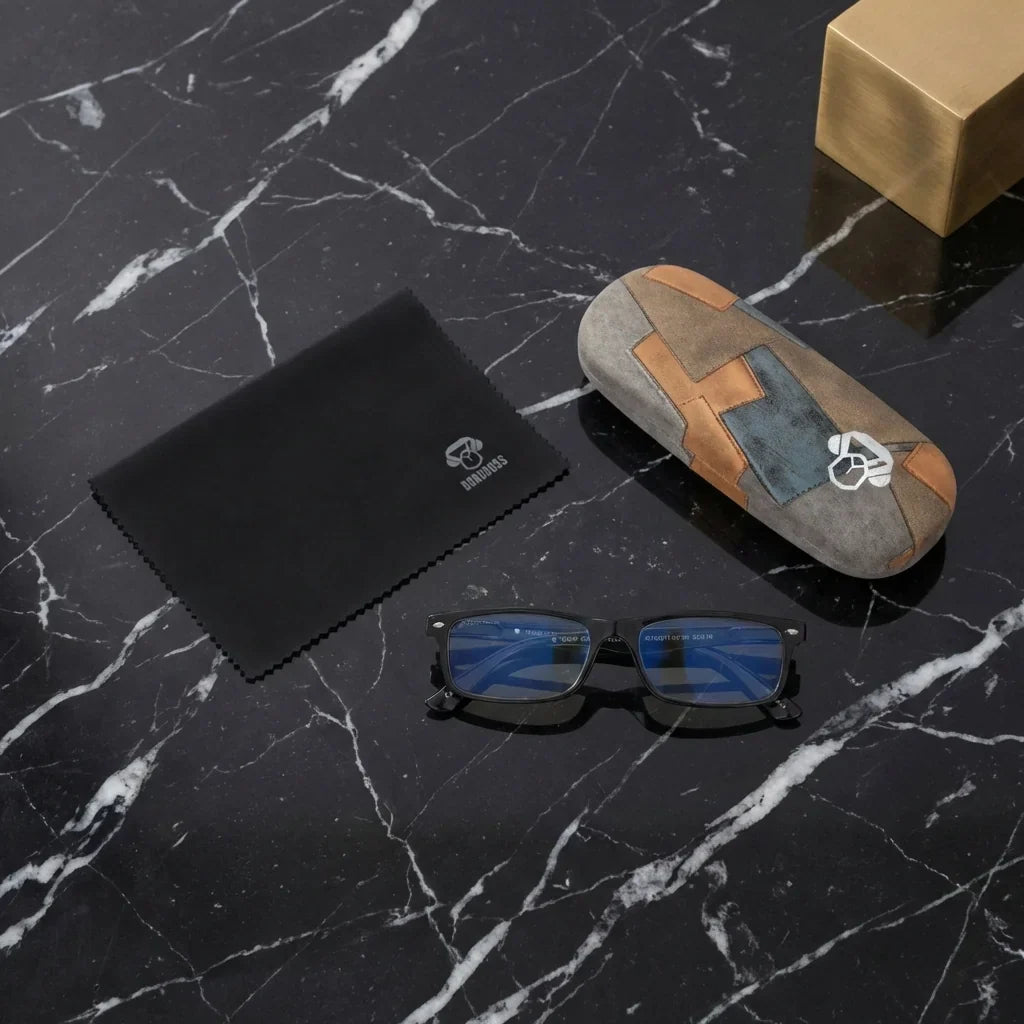 Vista superior lentes lectura Tineo Black proteccion completa blue light UV antirreflejo Bonoboss #editorial_banner #color_default