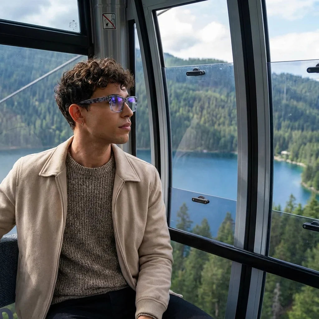 Lentes ópticos Barcelona AliceBlue estilo de vida cotidiano Bonoboss #editorial_lifestyle4 #color_aliceblue