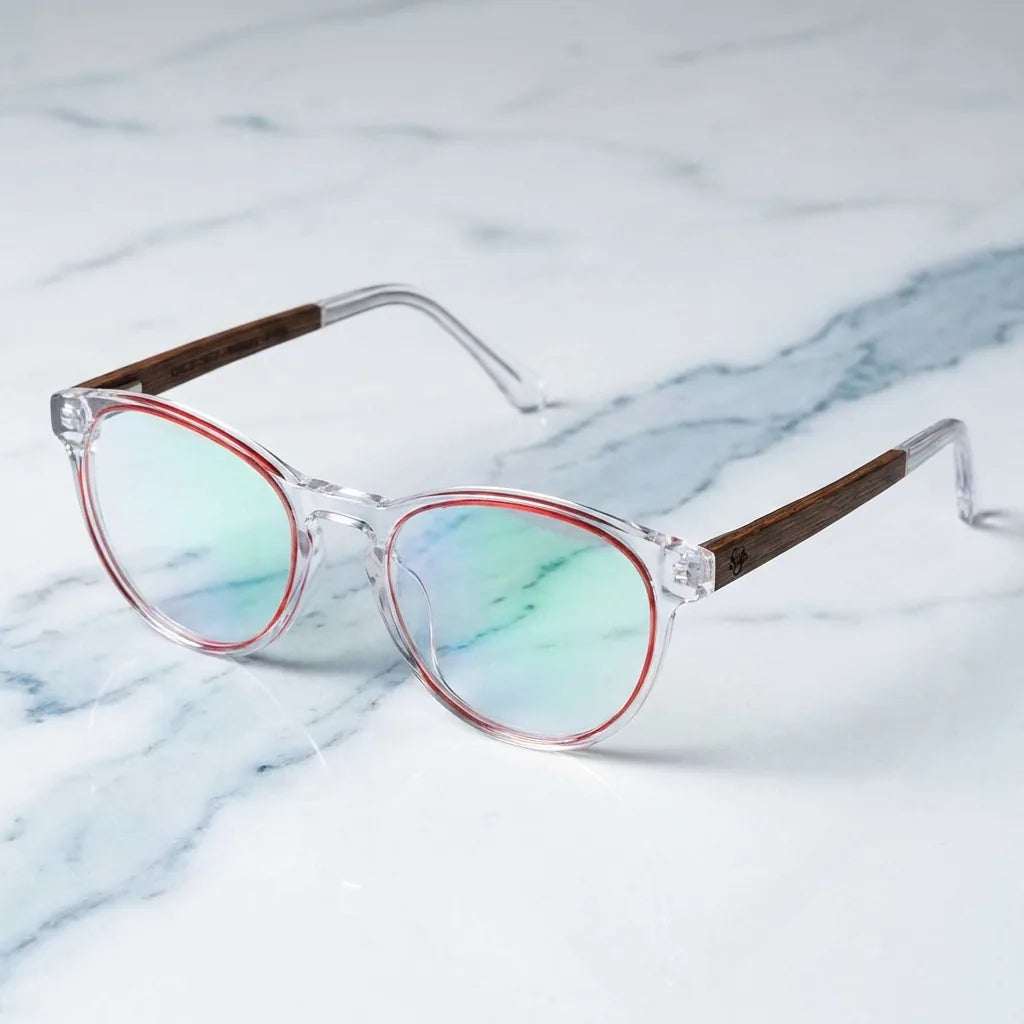 Vista frontal de Chiloé 220 gafas con receta color rojo para hombre y mujer #color_rojo