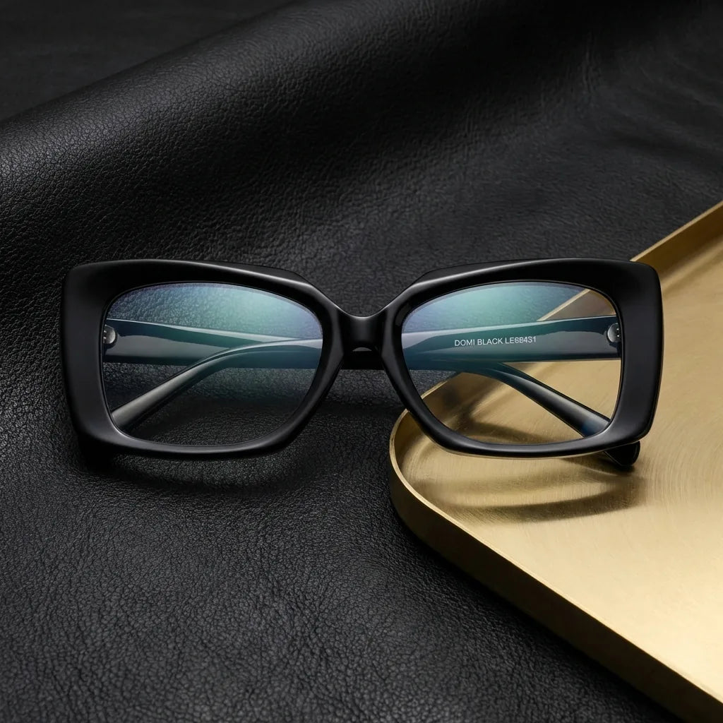 Domi lentes graduados negro vista frontal para hombre y mujer #color_negro