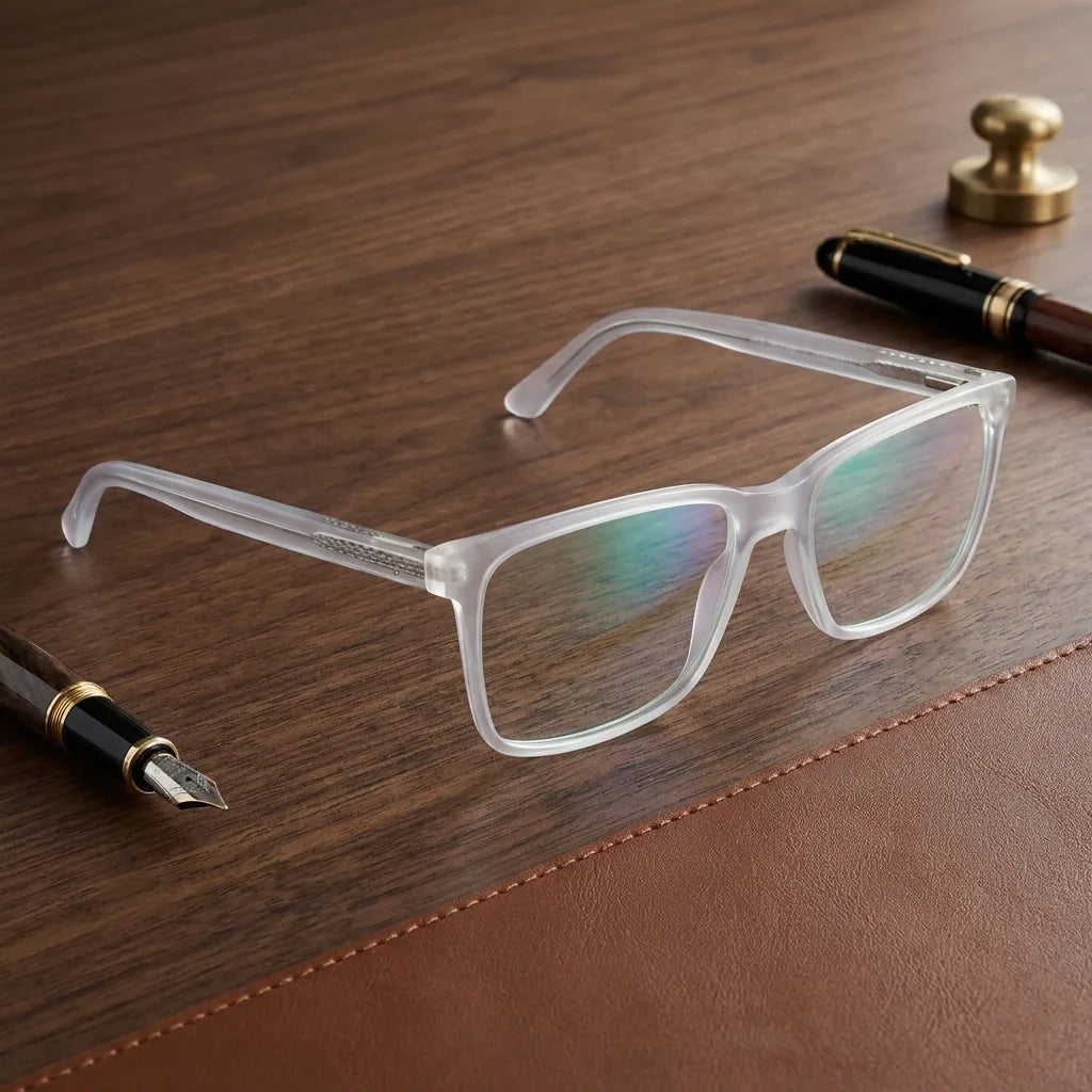 Eduardo XL en cristal transparente lentes con receta de frente diseño ligero #color_transparente