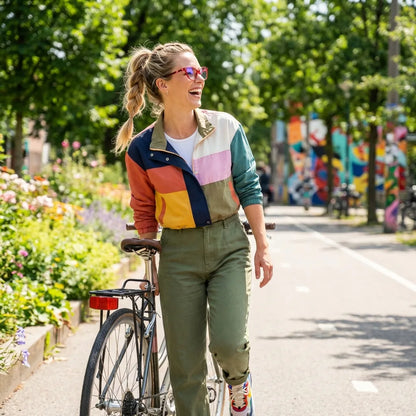 Lentes ópticos Emma Rojo mujer ciclista urbana estilo café Bonoboss #editorial_lifestyle3 #color_rojo