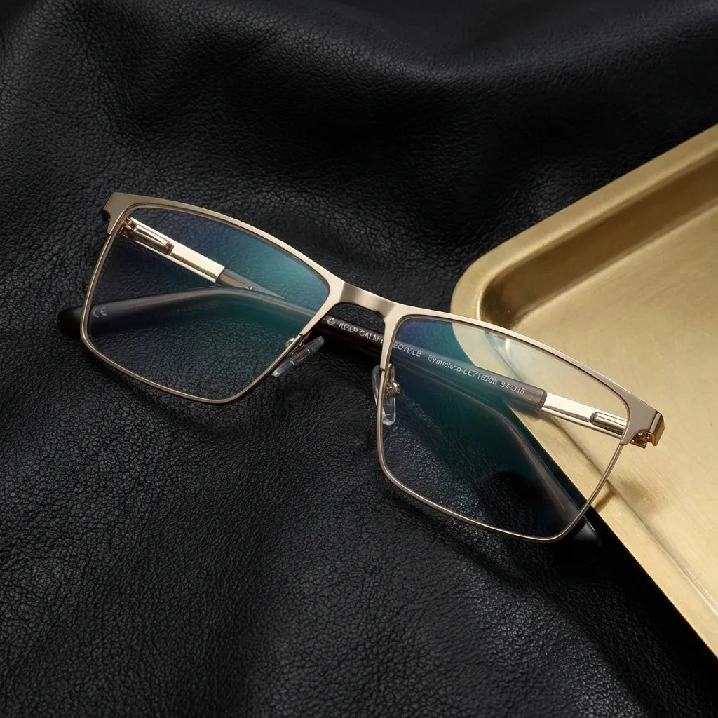 Vista frontal de Francisco gafas ópticos color dorado para hombre y mujer #color_dorado