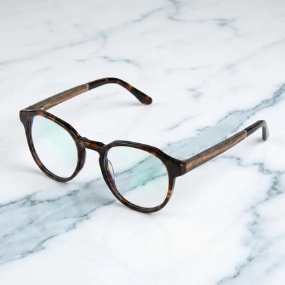 Frontal Galápagos lentes ópticos hombre estampado tortuga carey bisagra reforzada #color_carey