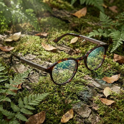 Vista frontal del modelo Galápagos lentes con receta carey tortoise acabado clásico #color_carey