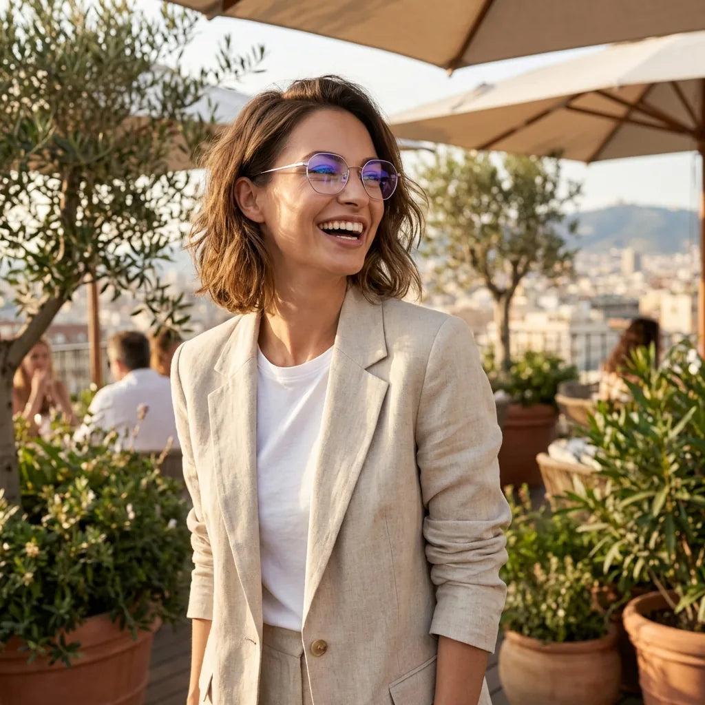 Galápagos Stainless en morado vibrante lentes clip on hombre de frente bio-acetato #color_morado