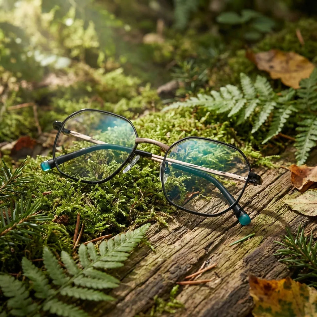 Primer plano frontal Galápagos Stainless lentes con receta negro azabache #color_negro