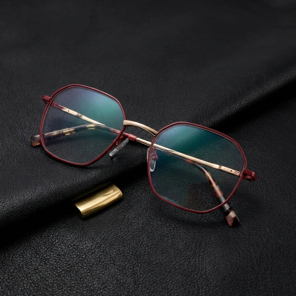 Galápagos Stainless en tono rojo lentes con receta de frente diseño ligero #color_rojo