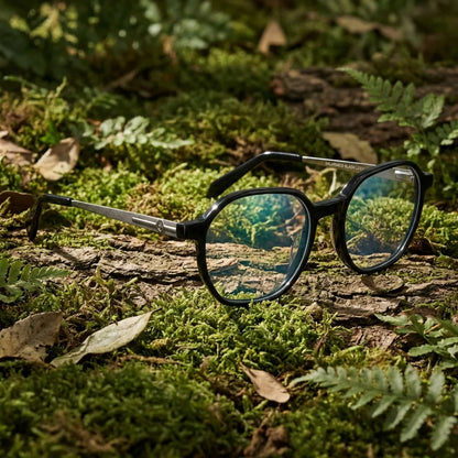 Galápagos Steel clásico lentes ópticos negro vista frontal con bisagra reforzada #color_negro