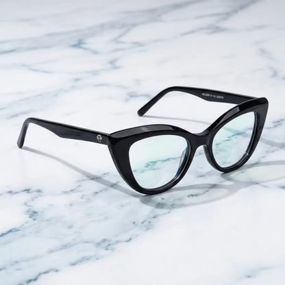 Lentes ópticos Helsinki Negro sobre mármol blanco elegante armazón premium Bonoboss #editorial_armazon #color_negro