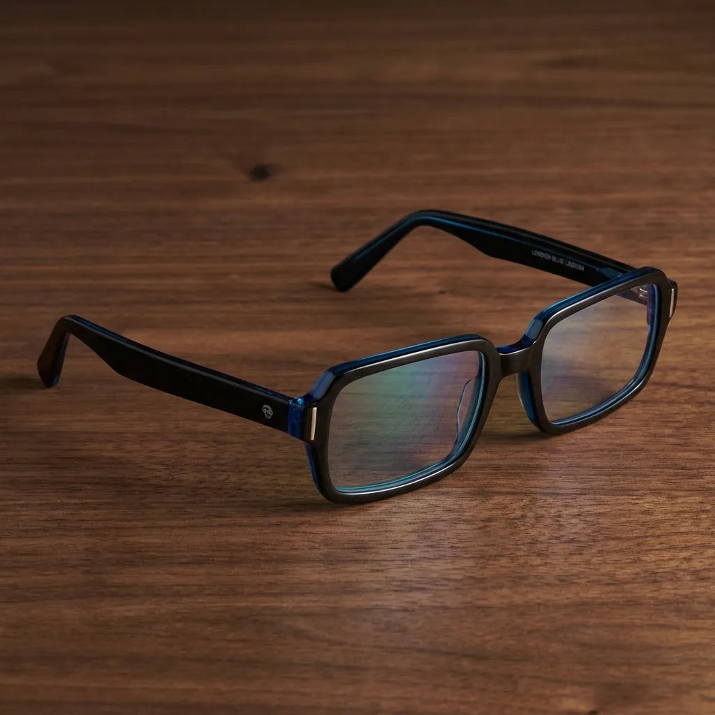 Vista frontal de London marcos ópticos color azul para hombre y mujer #color_azul