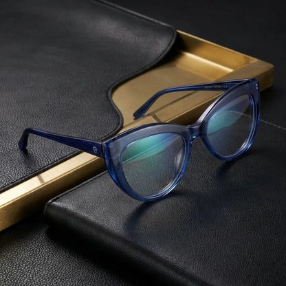 Montgat clásico lentes ópticos color azul vista frontal con antireflejo #color_azul