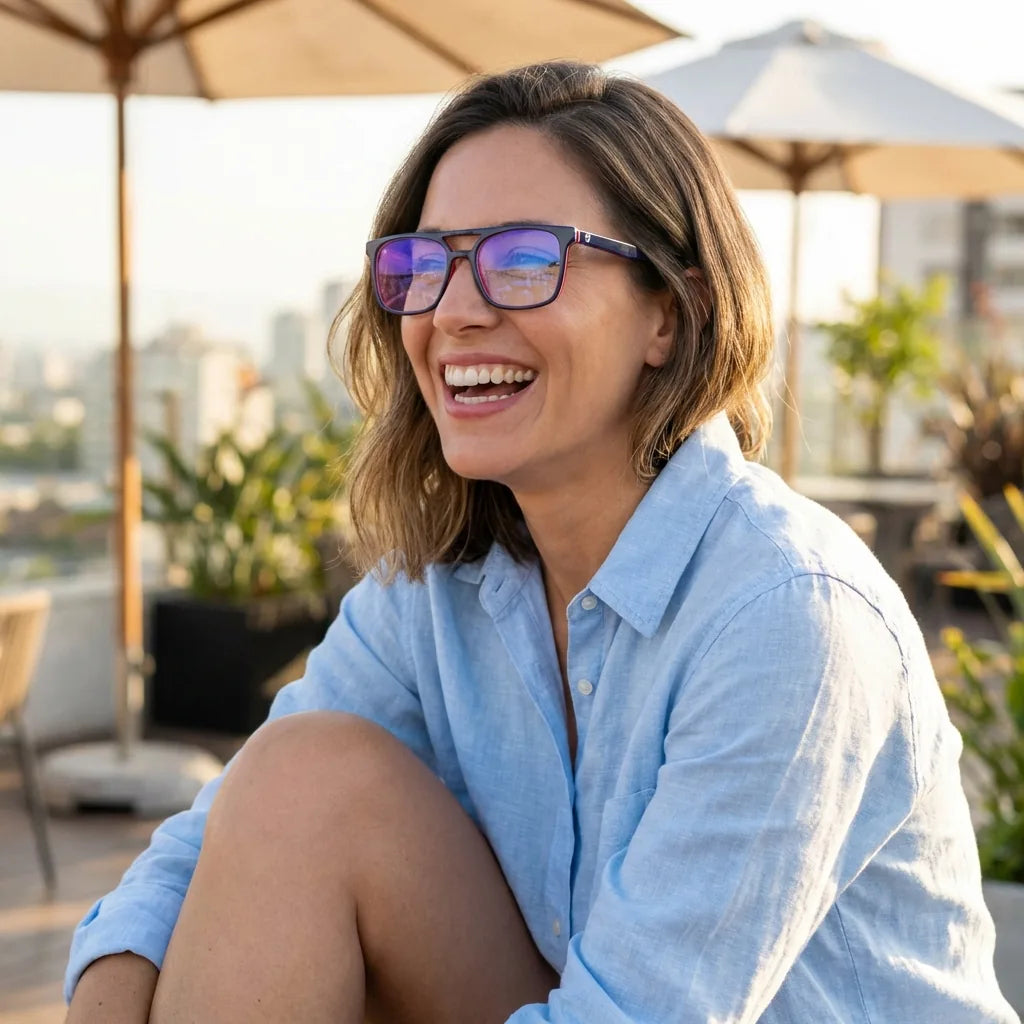 Nehuén lentes graduados azul vista frontal para mujer #color_azul