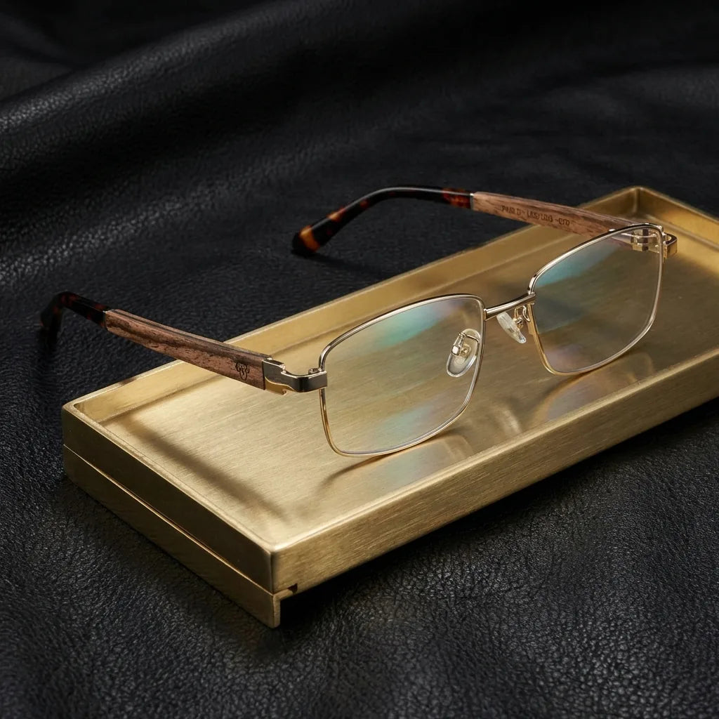 Pablo lentes ópticos dorado diseño frontal para hombre y mujer #color_dorado