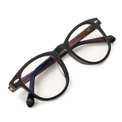 anteojos ovalados de acetato color negro para hombre y mujer de cara redonda grande filtro azul.  #color_negro