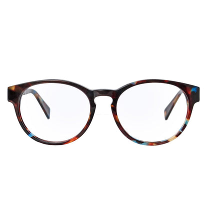 anteojos opticos redondos carey para hombre y mujer que necesitan usar lentes con receta oftalmológica para miopía astigmatismo o presbicia. Lentes de lectura gratis con filtro azul. #color_carey