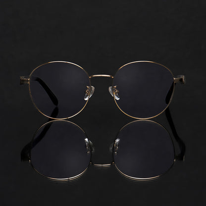 marcos lentes opticos redondos color dorado pata de madera armazon de metal  filtro azul hombre mujer #color_dorado