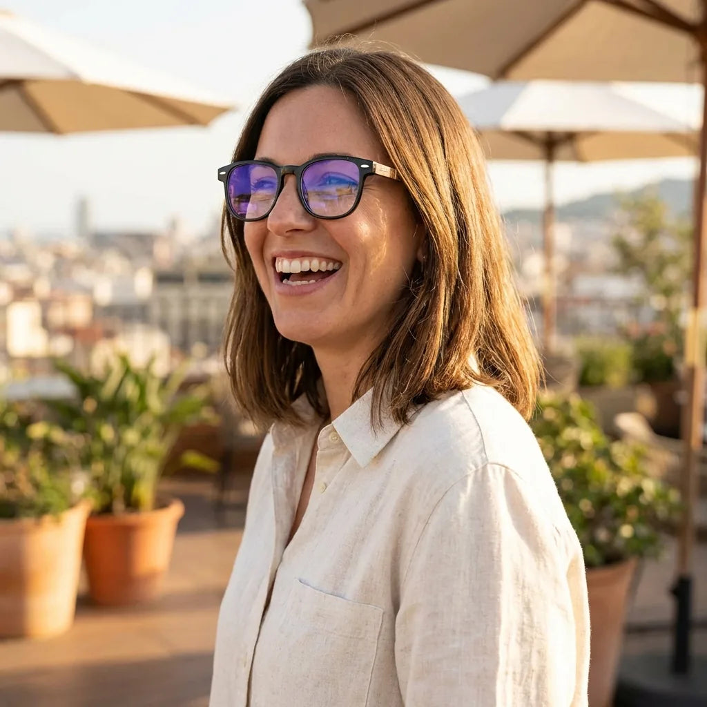 Vista frontal de Colbún lentes ópticos color negro para mujer #color_negro