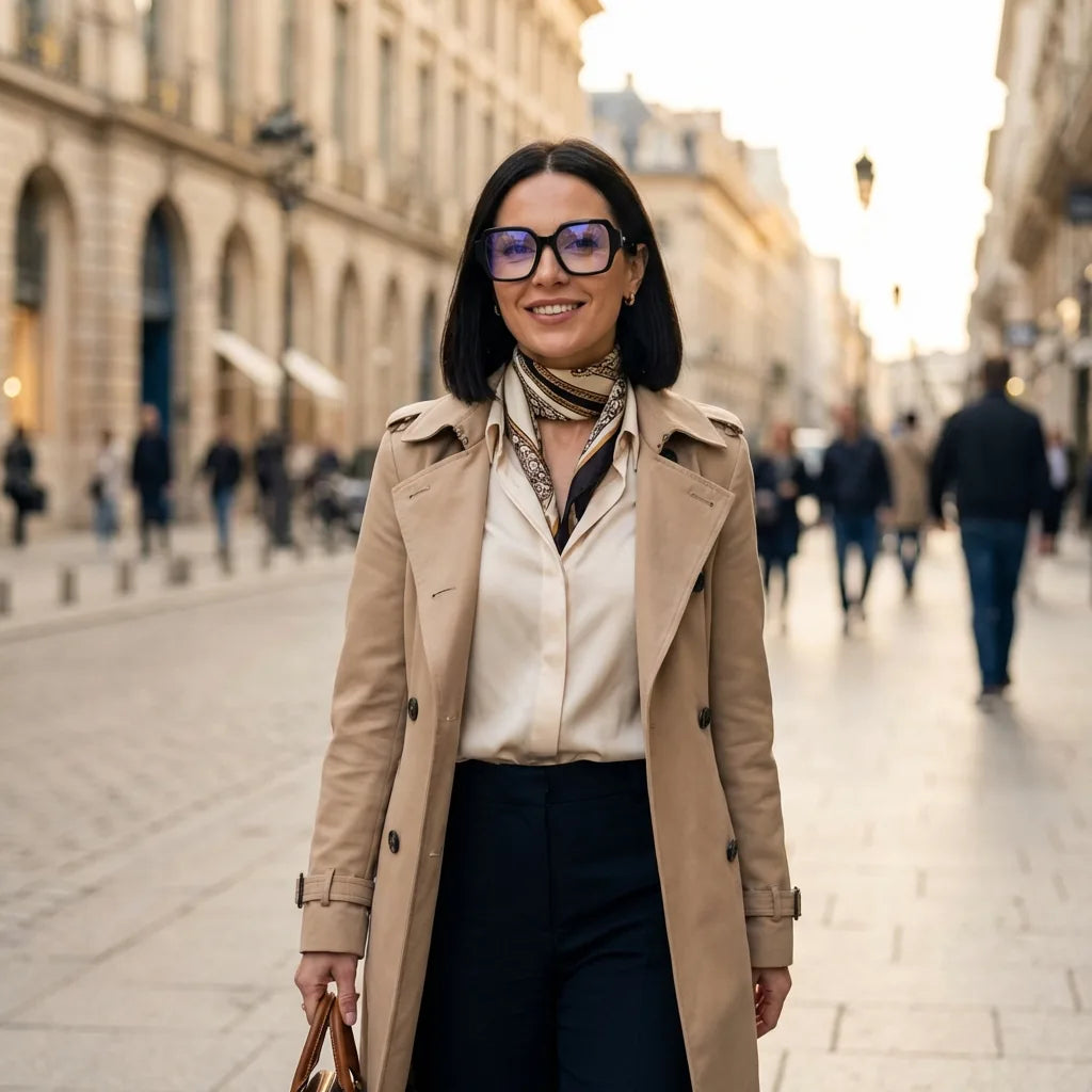 Lentes ópticos Venus Negro mujer ciclista urbana estilo café Bonoboss #editorial_lifestyle3 #color_negro