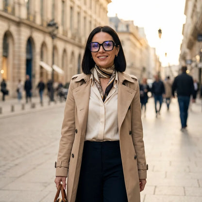 Lentes ópticos Venus Negro mujer ciclista urbana estilo café Bonoboss #editorial_lifestyle3 #color_negro