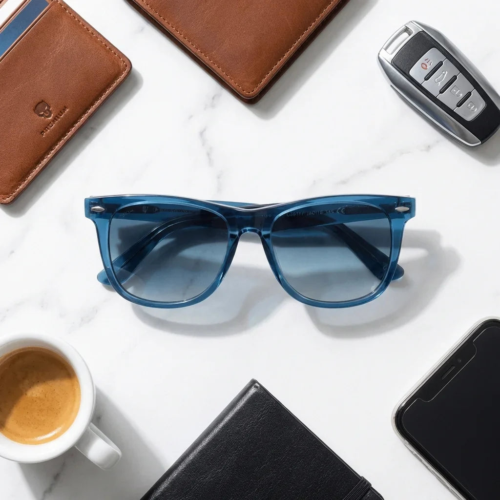 Valencia lentes de sol mujer con acabado premium vista frontal color azul #color_azul