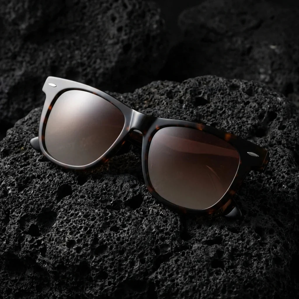Valencia lentes polarizados hombre estilo retro presentación frontal estampado tortuga carey #color_carey