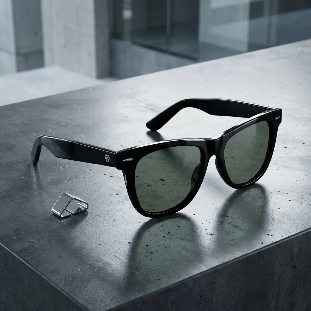 Valencia lentes de sol hombre premium negro azabache vista frontal #color_negro