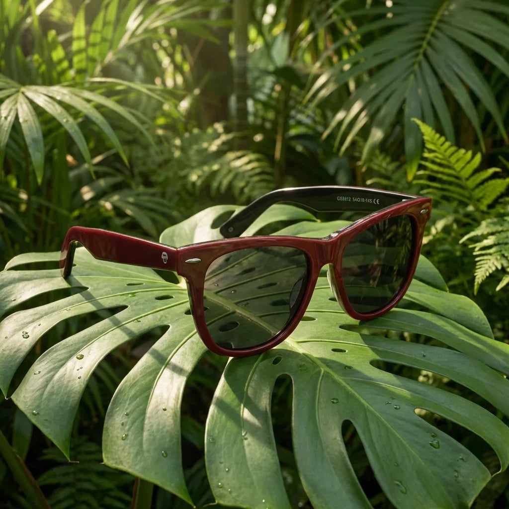 Valencia anteojos de sol con bio-acetato vista frontal rojo clásico #color_rojo