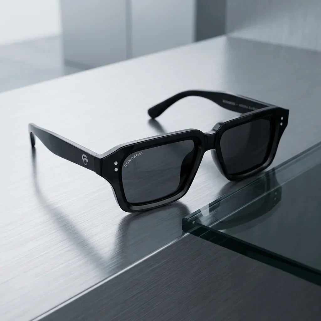 Lentes sol Verona polarizados UV400 RPET reciclado del oceano dark sobre metal cepillado contraste elegante Bonoboss #editorial_grid1 #color_dark