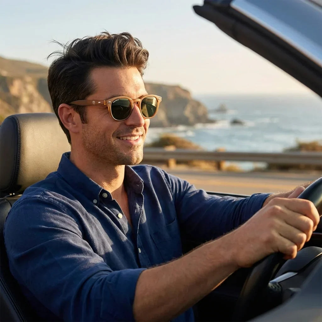 Waimea RPET lentes polarizados marrón visto de frente estilo hombre #color_brown