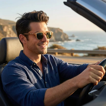 Waimea RPET lentes polarizados marrón visto de frente estilo hombre #color_brown