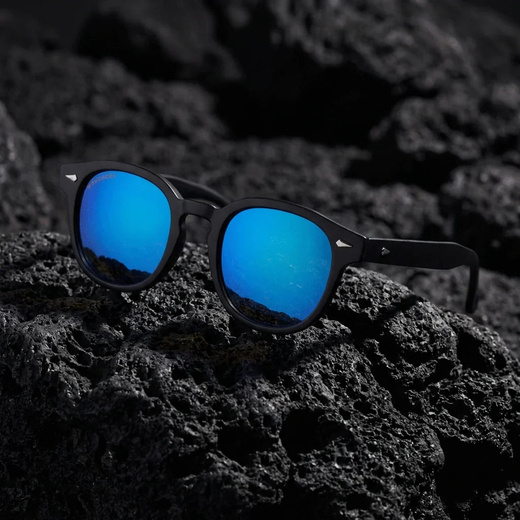 Close-up Waimea RPET gafas de sol espejado azul detalle premium #color_espejado-azul