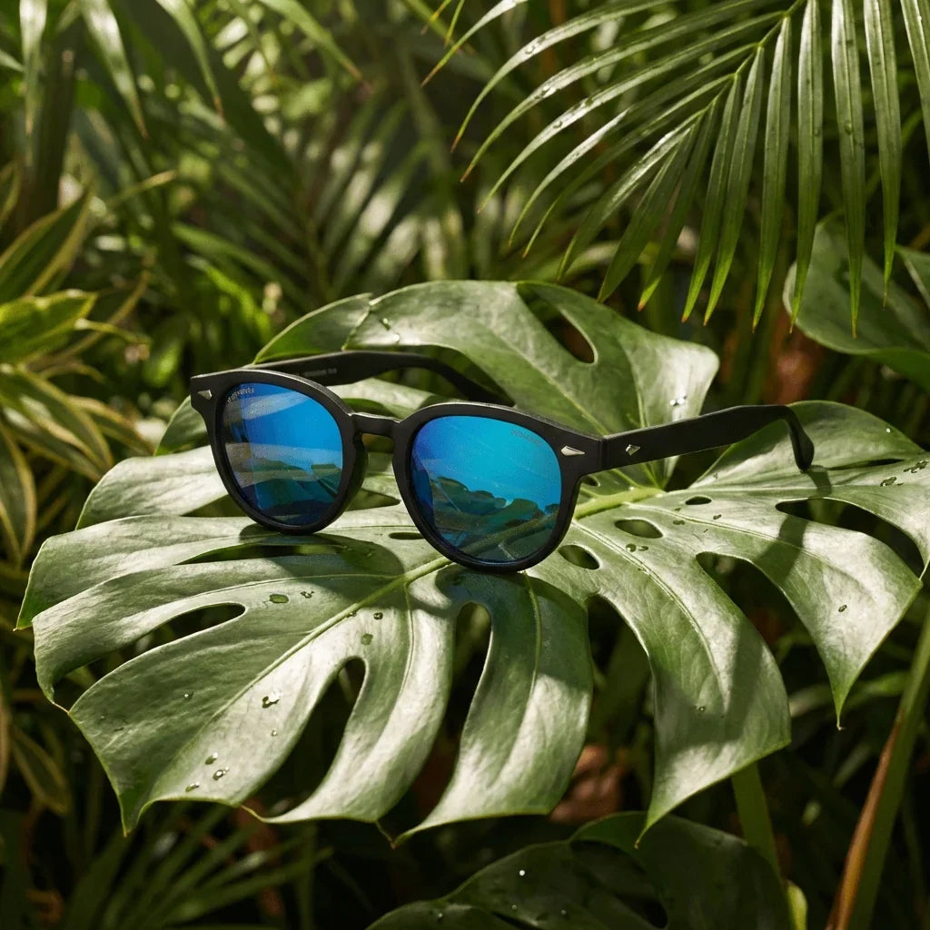 Waimea RPET anteojos de sol con bio-acetato vista frontal espejado azul brillante #color_espejado-azul
