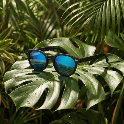 Waimea RPET anteojos de sol con bio-acetato vista frontal espejado azul brillante #color_espejado-azul