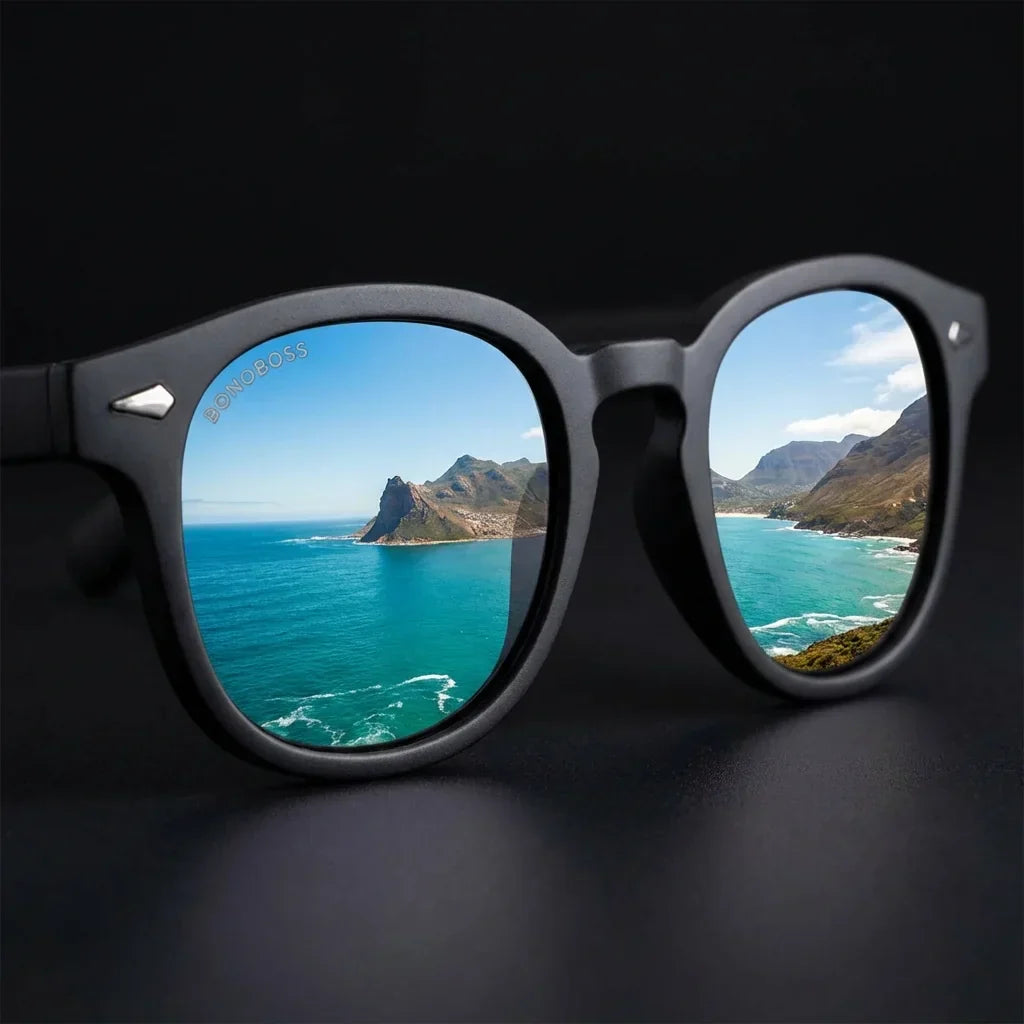 Diseño Waimea RPET anteojos polarizados color negro clásico frontal hombre y mujer #color_negro