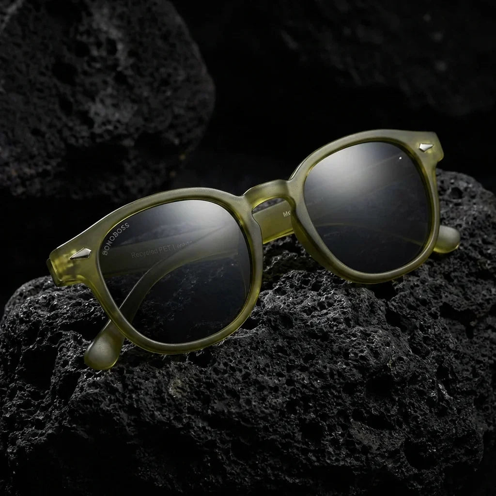 Detalle textura Waimea RPET anteojos de sol madera olive #color_olive