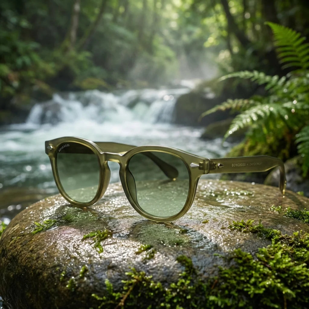 Waimea RPET lentes de sol madera acabado tono olive light plástico reciclado para hombre y mujer #color_olive-light