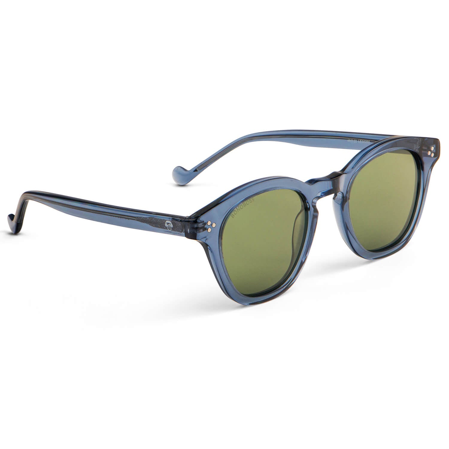 anteojos de sol de color azul transparente y cristales g15 verdes polarizados para hombre y mujer de moda mayorista de optica distribuidor vista 45 grados #color_azul