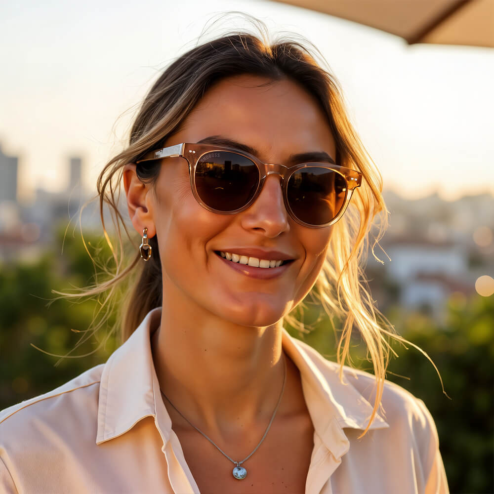 Vista frontal Meli gafas de sol color tono champagne #color_champagne