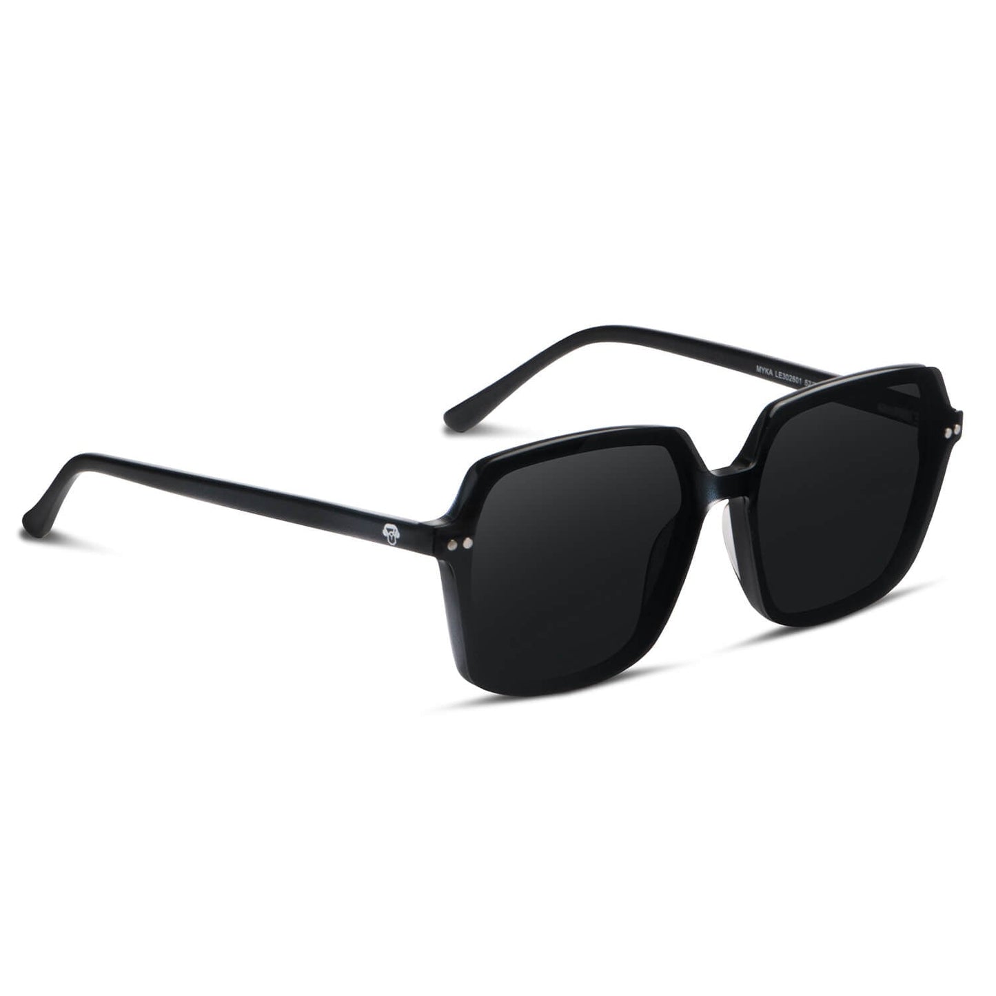 marcos opticos octagonales con sobre lente clip sol iman polarizado para hombre y mujer de color negro vista angulada montados #color_negro