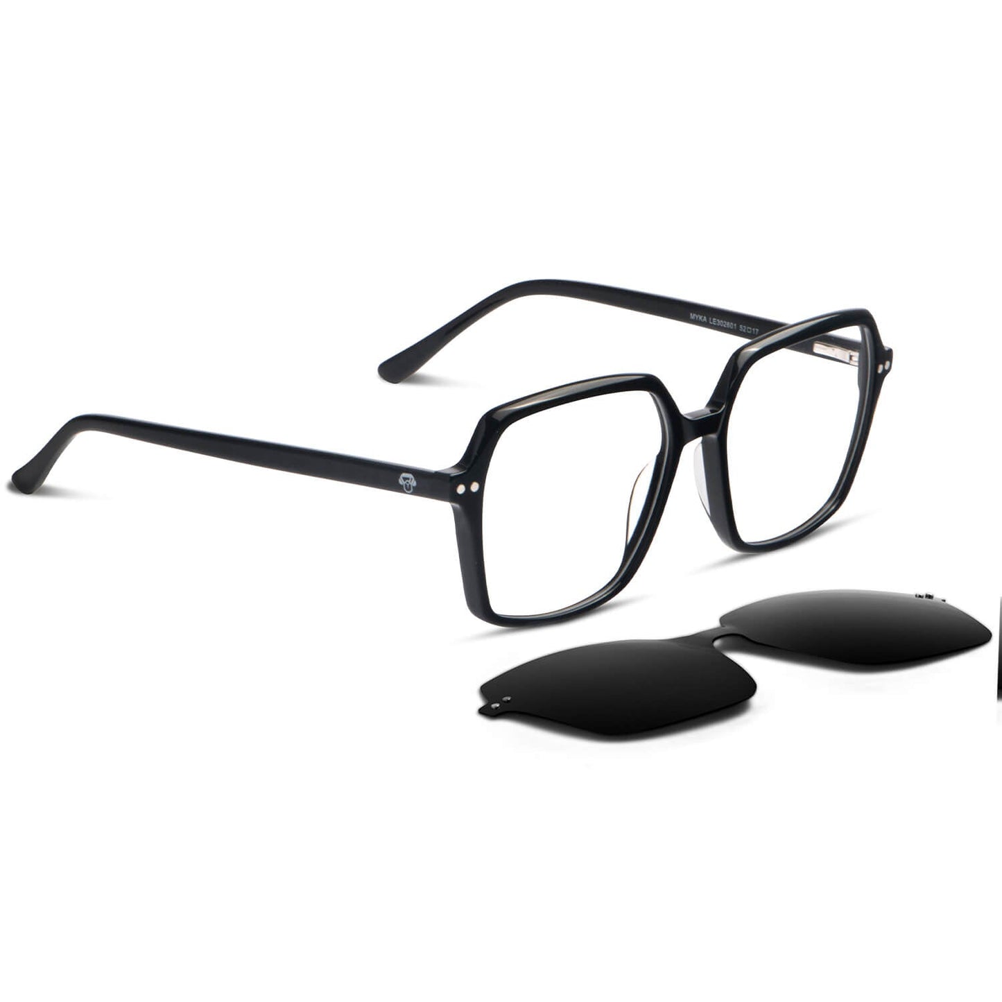 Myka Clip Sol lentes clip on mujer negro perspectiva 3/4 #color_negro