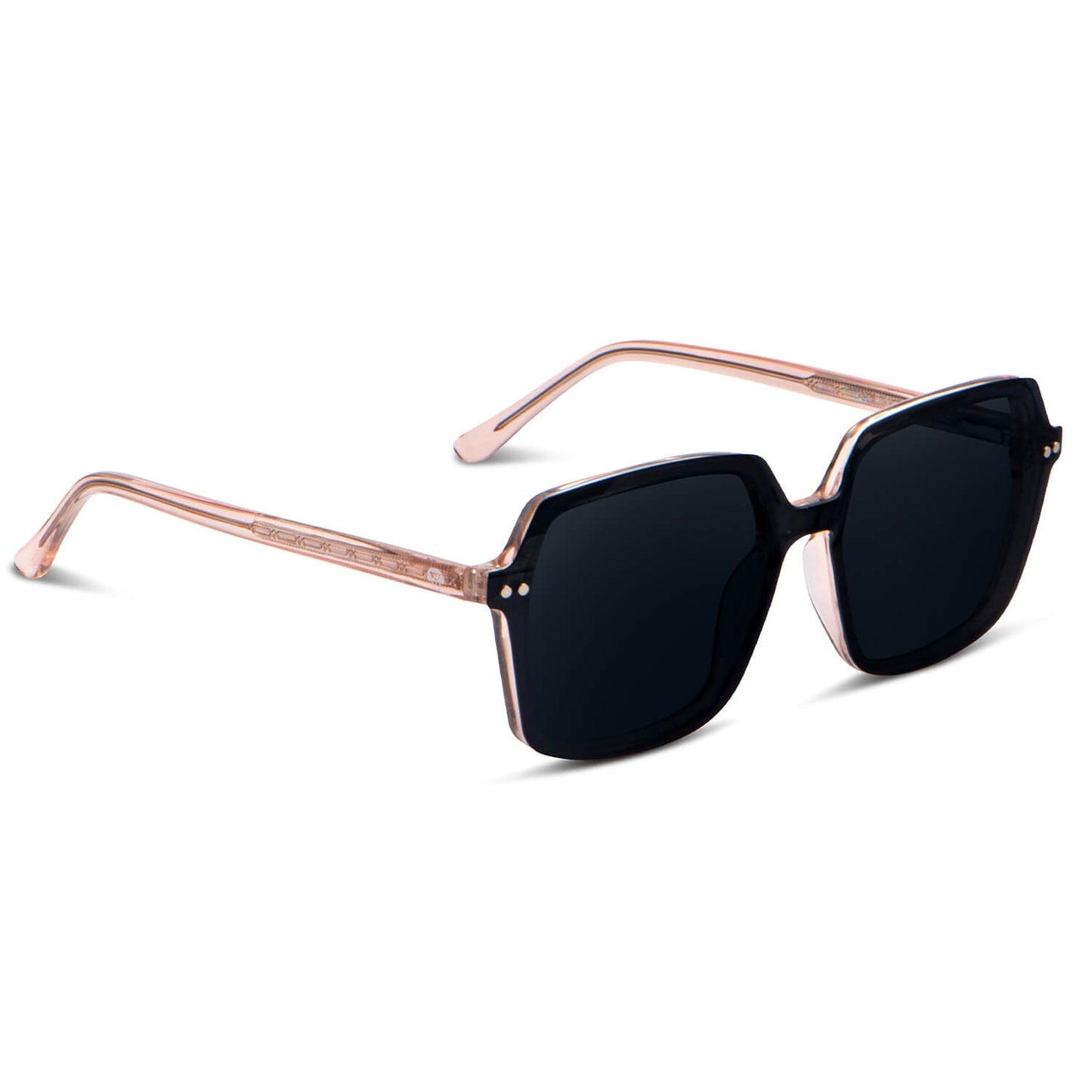 Myka Clip Sol lentes clip on champagne vista angulada 3/4 para mujer #color_champagne